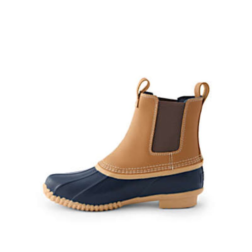 NEW Ladies size 9 Lands End Chelsea blue hazelnut Insulated pull on duck boots